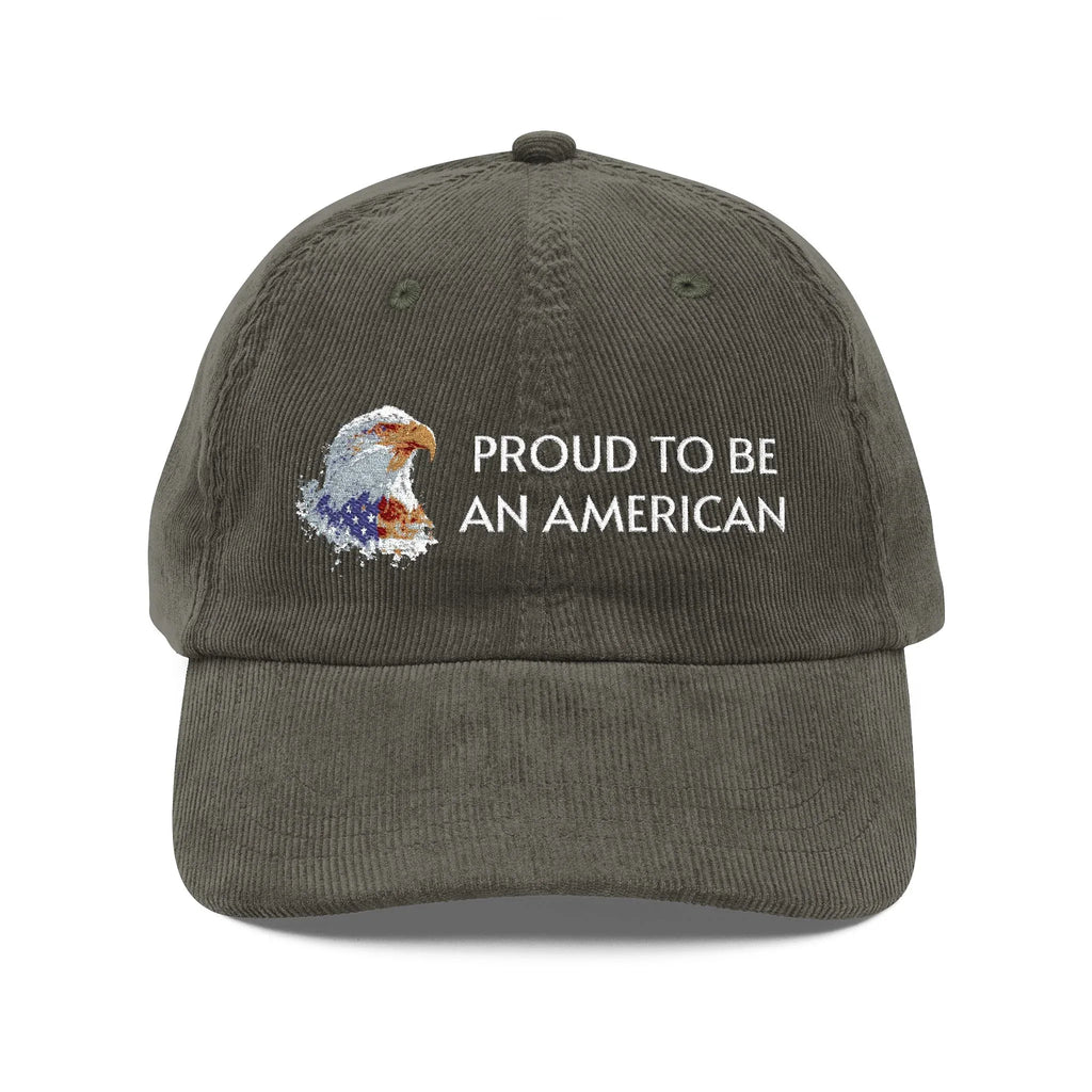 Proud To Be An American embroidered cap | Corduroy Dad Hat - 250 USA Celebration