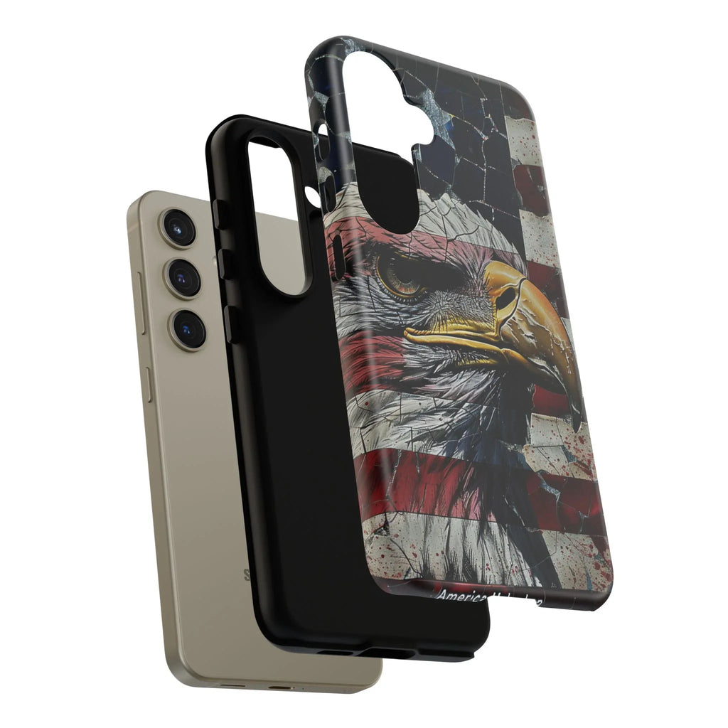 American Flag Bald Eagle phone case | Patriotic iPhone cover, cracked vintage flag design - 250 USA Celebration