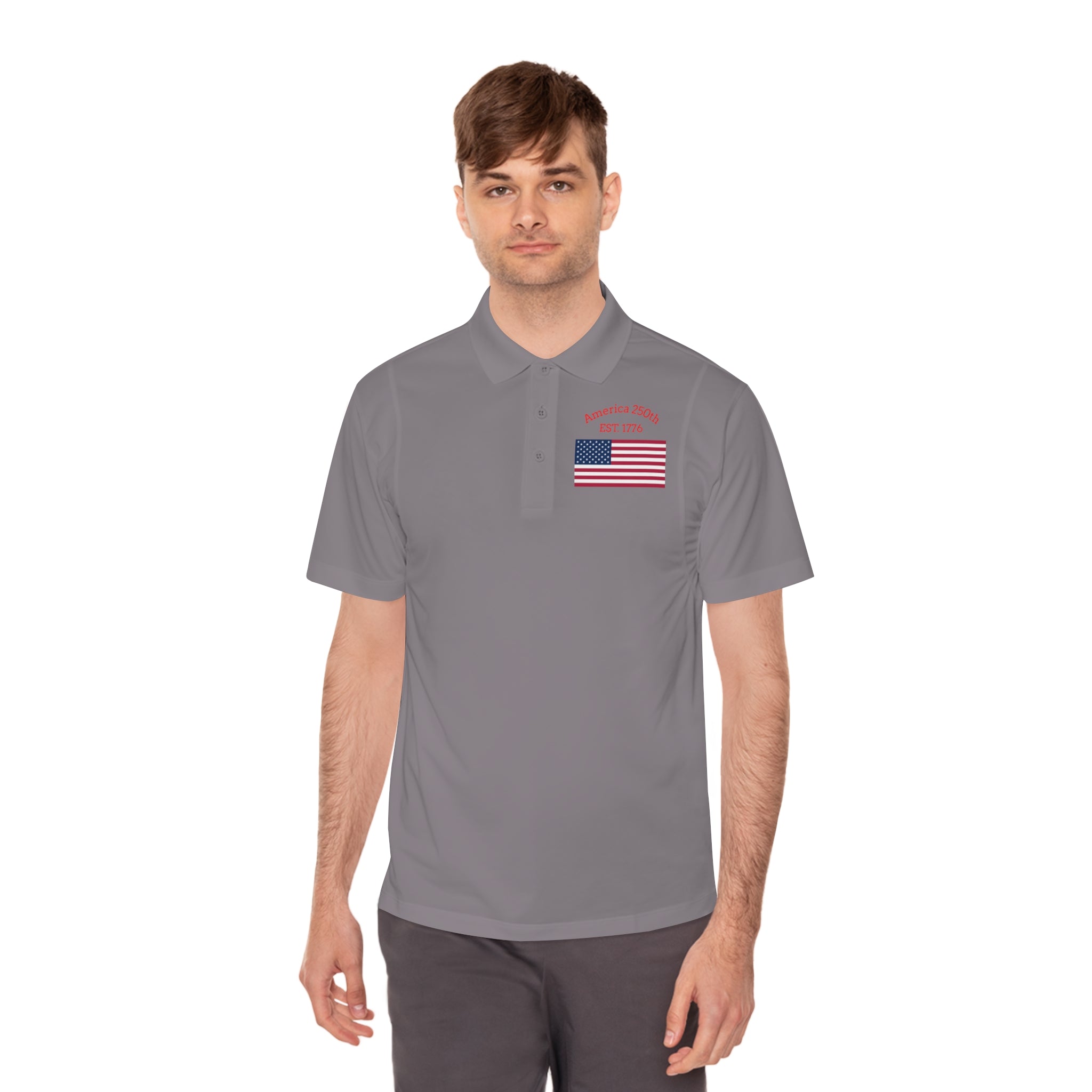 The "Legacy Portrait" Sport Polo – America 250 Signature Series - Men's Sport Polo — America 250 Commemorative Flag Wave Polo