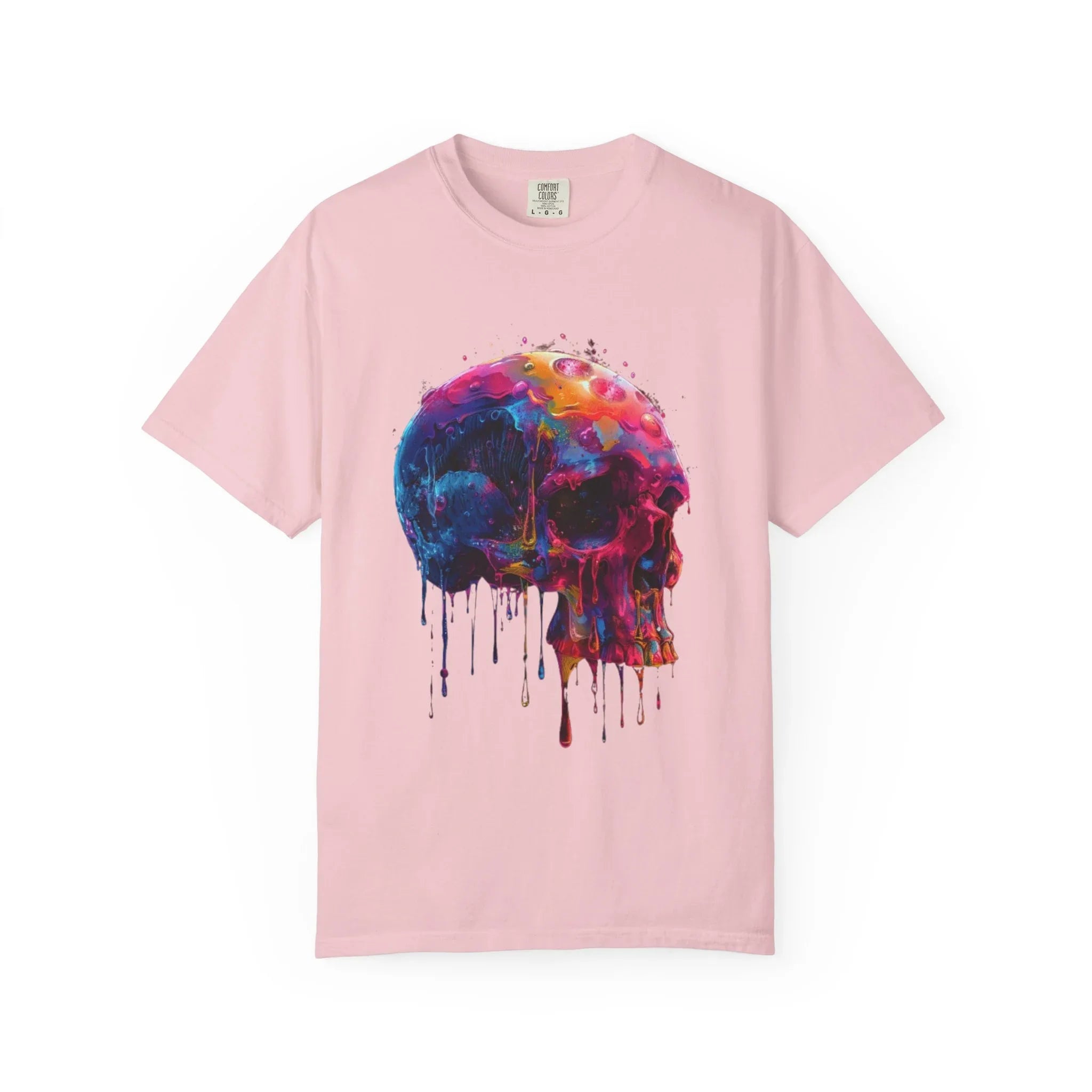Colorful Drip Skull T-shirt | Watercolor Skull Shirt, Artistic Gothic Tee - 250 USA Celebration