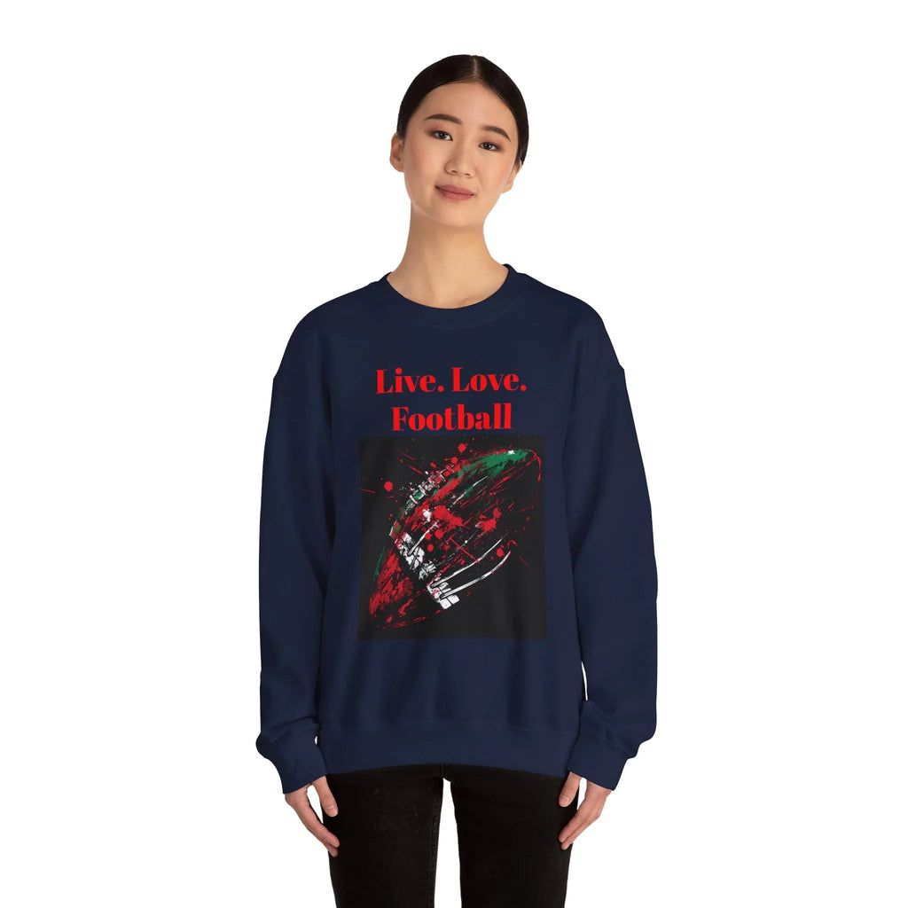 Football Sweatshirt, Live Love Football Crewneck Jumper, Sports Fan Gift, Game Day Apparel, Team Spirit Top, Unisex Sweatshirt - 250 USA Celebration
