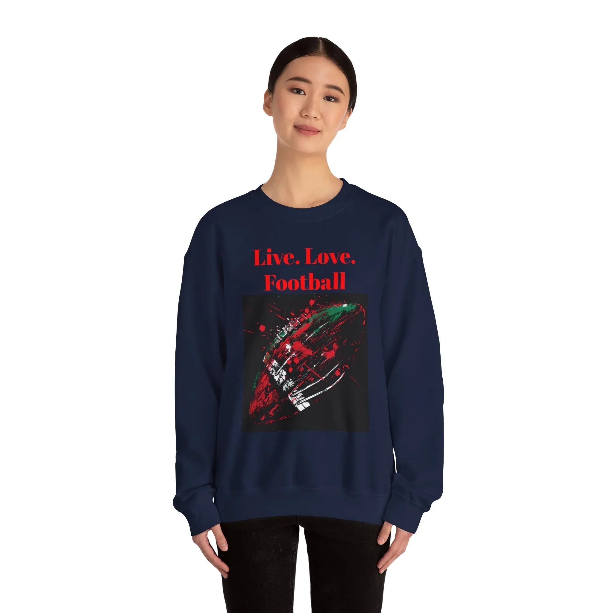 Football Sweatshirt, Live Love Football Crewneck Jumper, Sports Fan Gift, Game Day Apparel, Team Spirit Top, Unisex Sweatshirt - 250 USA Celebration
