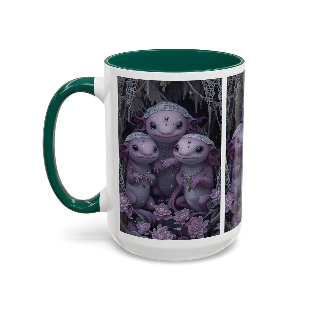 Purple Axolotl Trio Mug | Cute Amphibian Art Ceramic Coffee Cup - 250 USA Celebration
