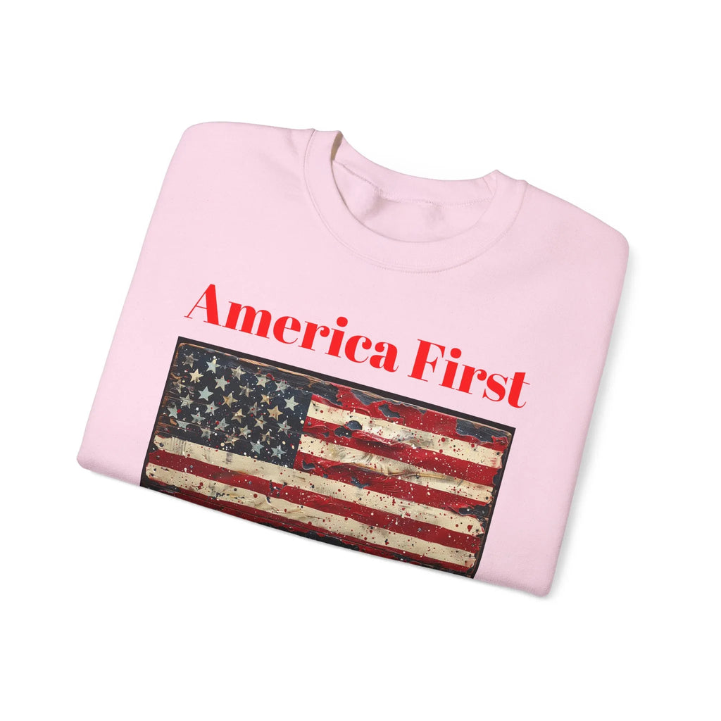 Patriotic American Crewneck Sweatshirt, USA Graphic Tees, Flag T-Shirts, Independence Apparel, Funny Patriotic Shirts, Custom American Tees - 250 USA Celebration