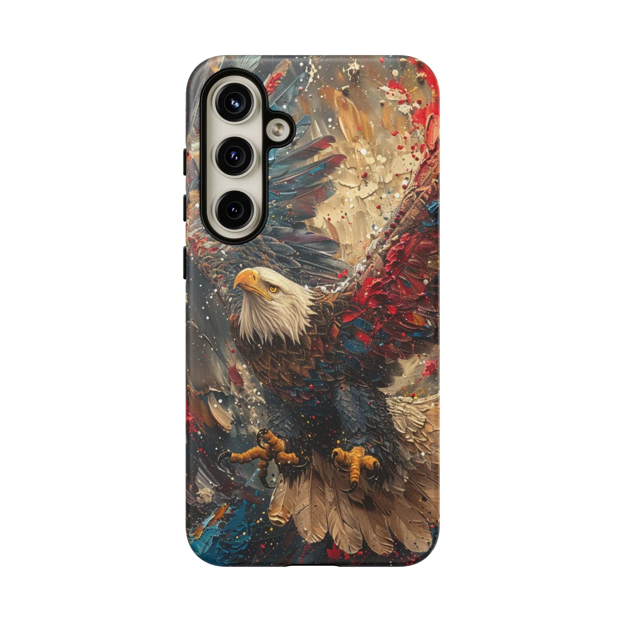 Patriotic Bald Eagle Tough Case | iPhone Phone Case, Red Blue Feather Art - 250 USA Celebration