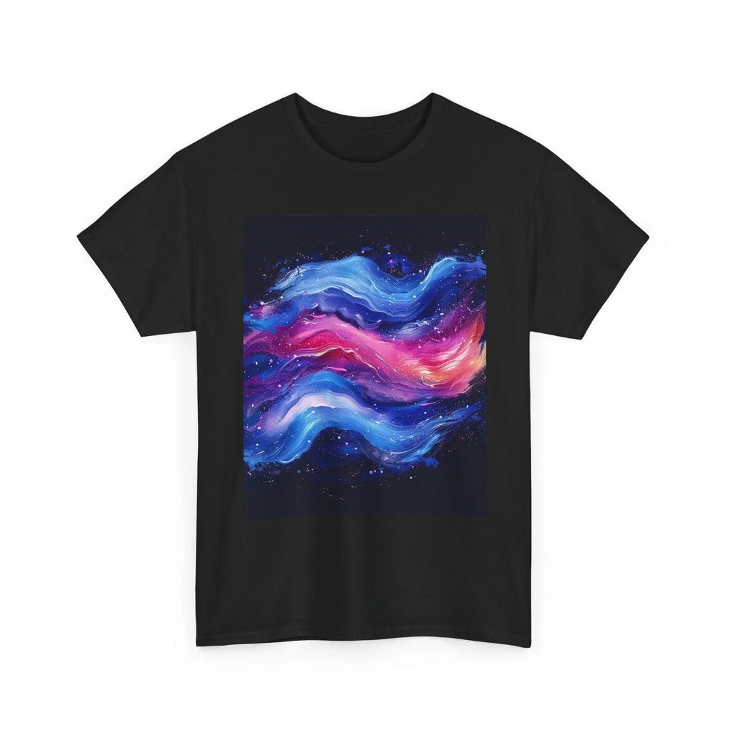 Galaxy Wave Abstract Art T-Shirt | Cosmic Pink Blue Nebula - 250 USA Celebration