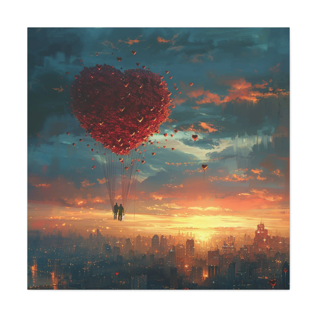 Romantic Canvas Wall Art, Love, Heart Balloon Art, Gift for Couples, Valentines Wall Decor, Valentine's Day Women's Merchandise, Valentines - 250 USA Celebration