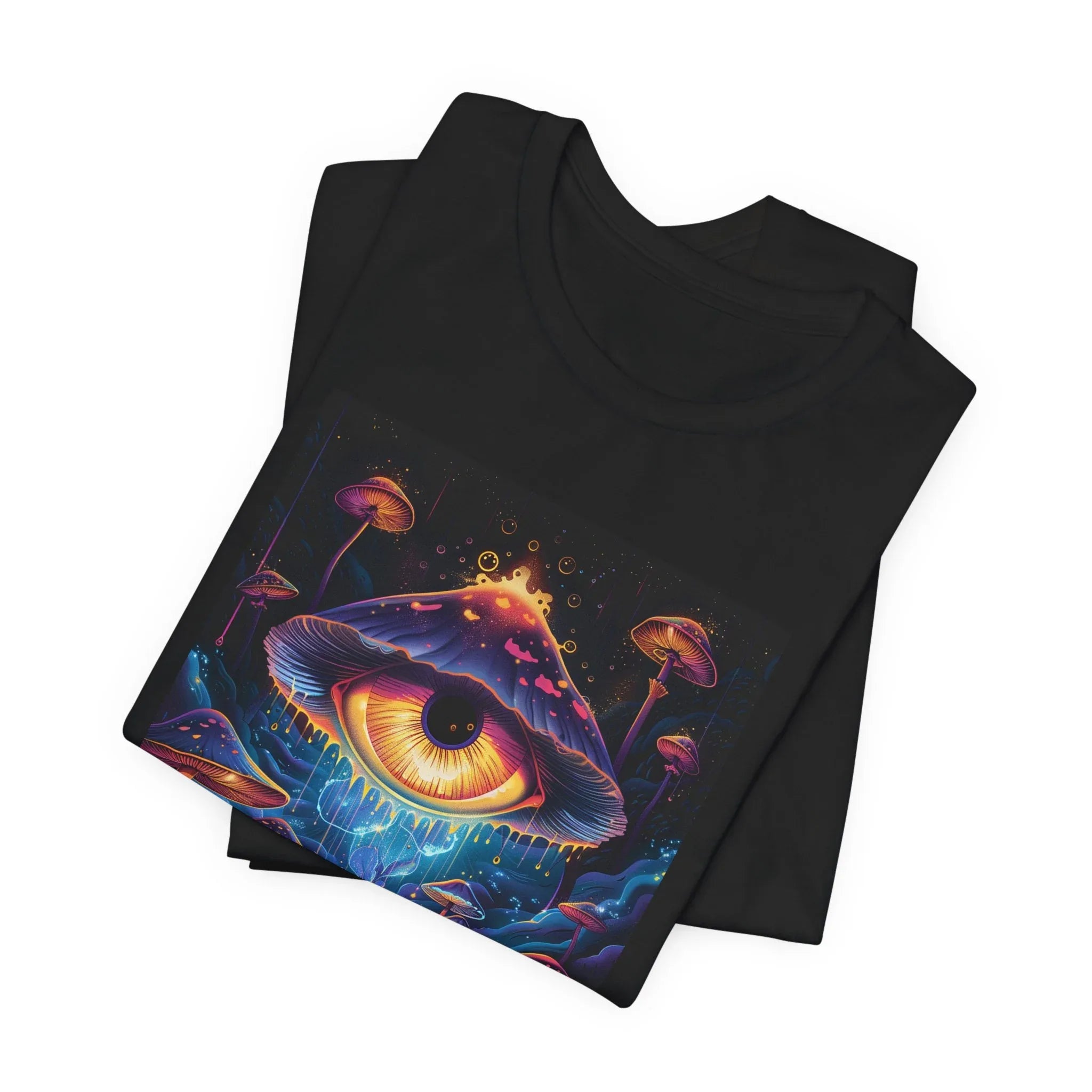 Glowing Third Eye Psychedelic Mushrooms T-Shirt | Neon Lava Lamp Blacklight - 250 USA Celebration