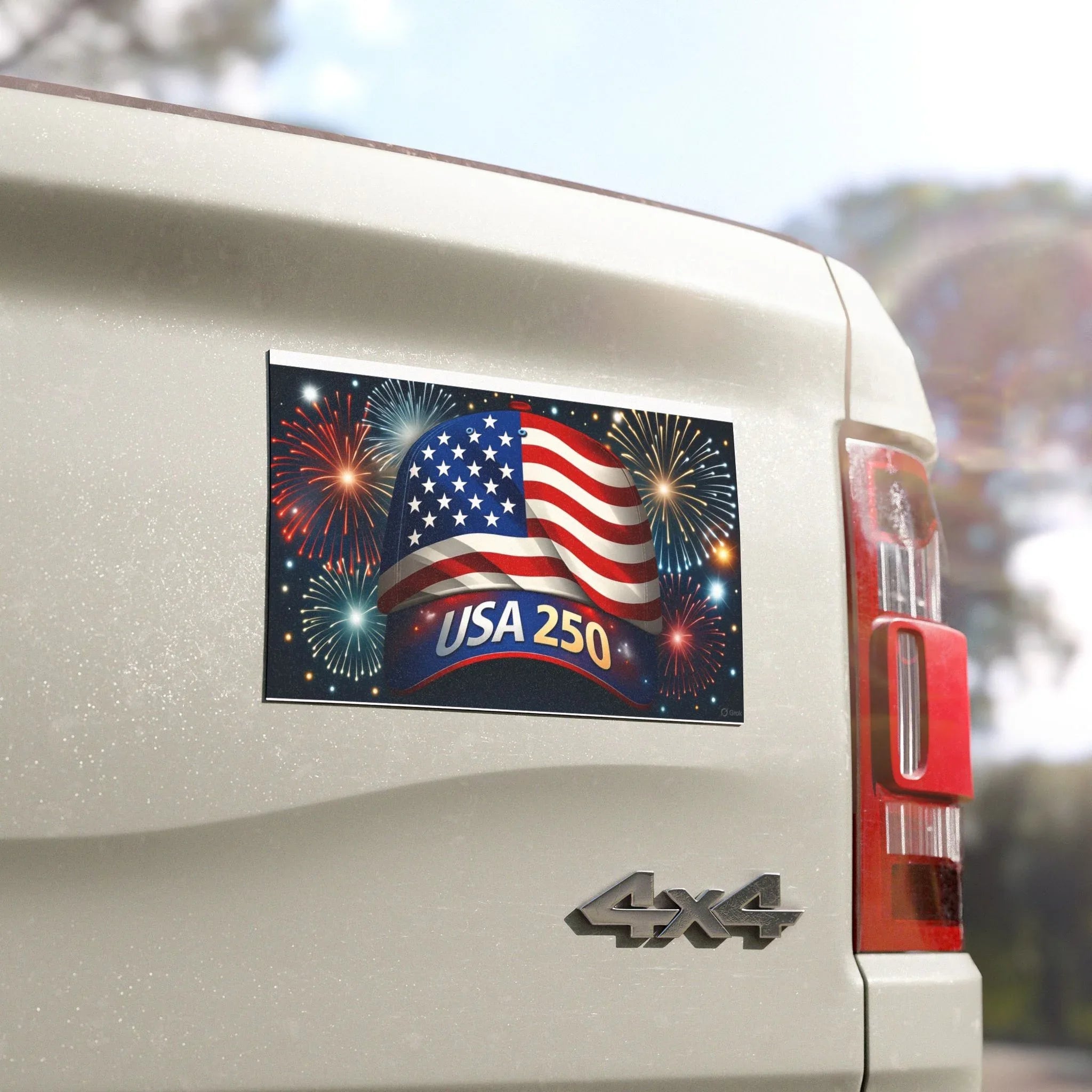 USA 250 Flag Helmet car magnet | Patriotic American fireworks - 250 USA Celebration