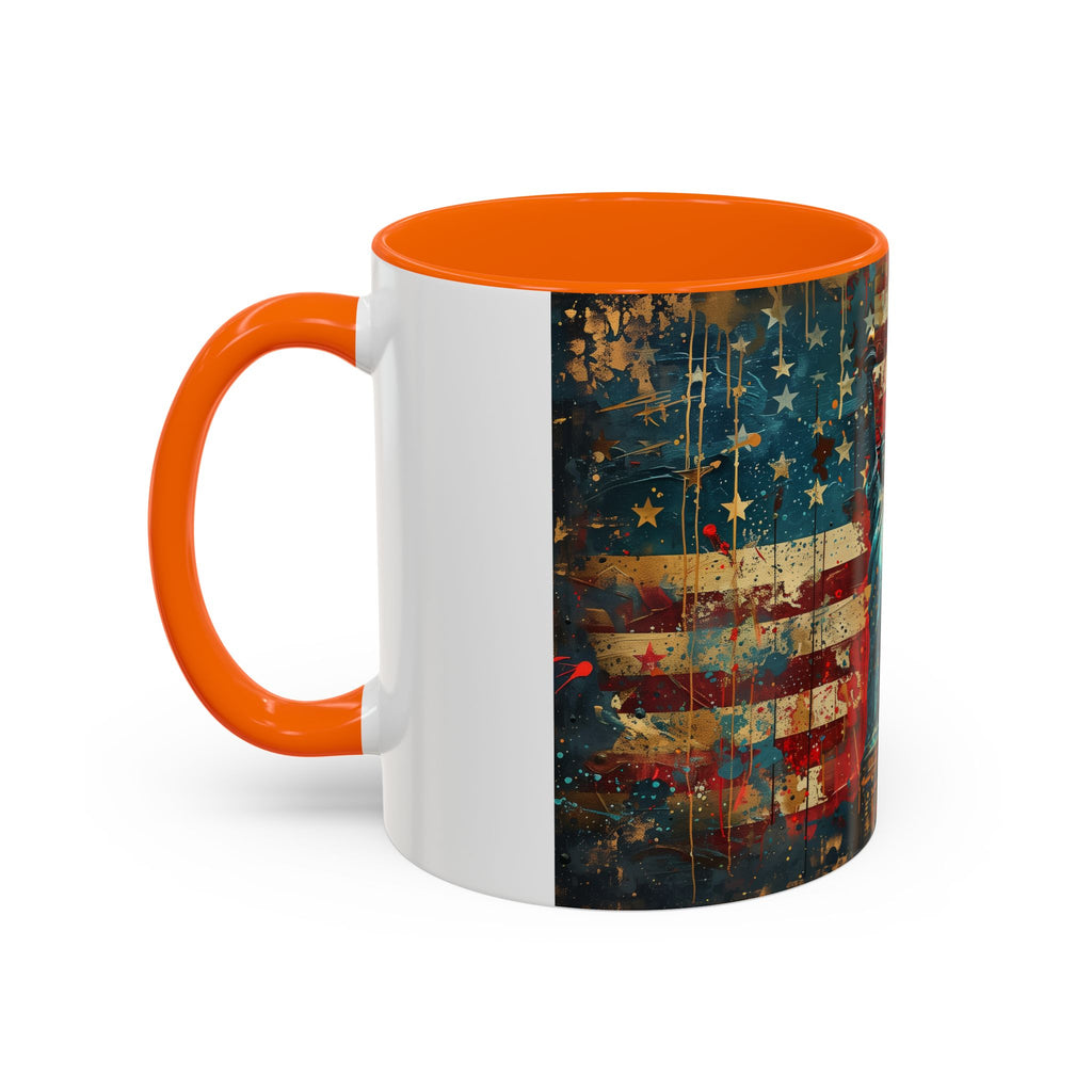 Liberty Statue American Flag Coffee Mug — Patriotic Vintage Accent Mug (11/15oz)