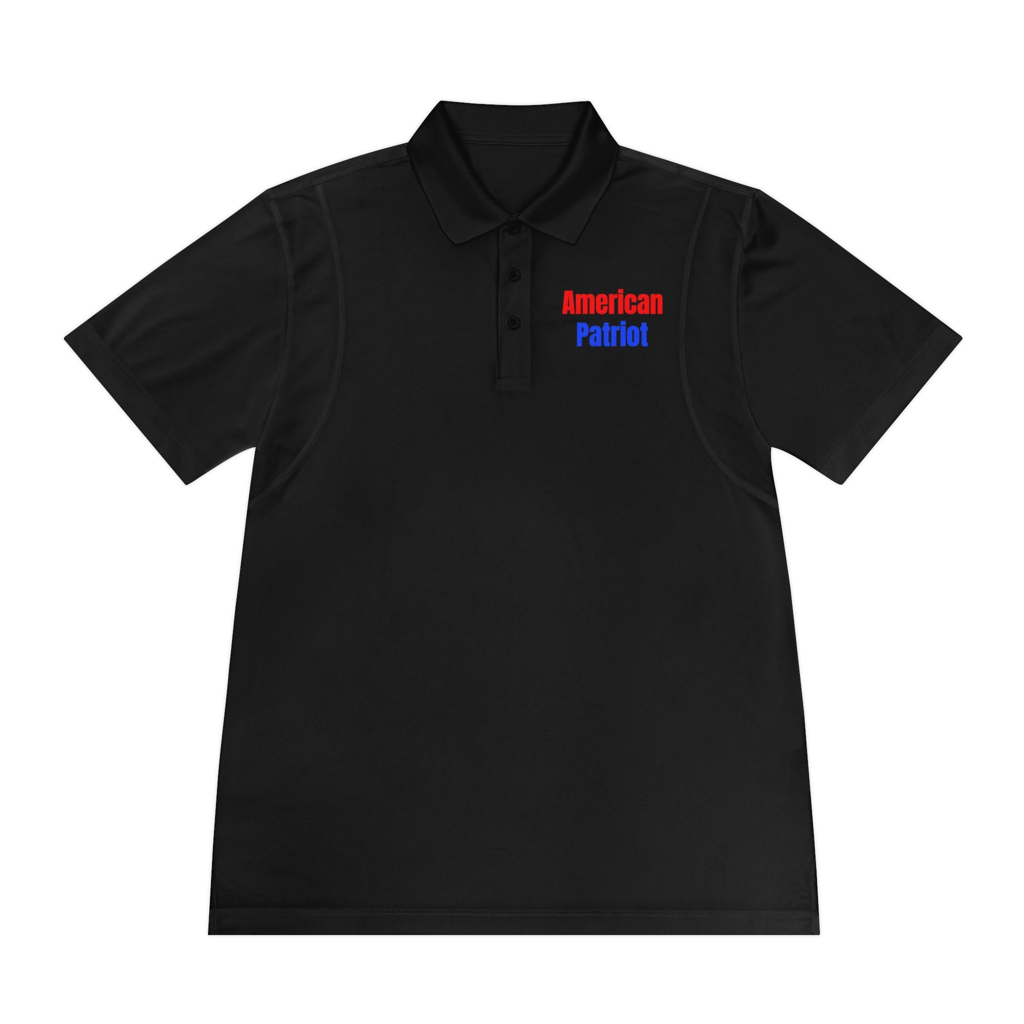 Patriotic "America First" Men's Sport Polo — American Flag Chest Logo