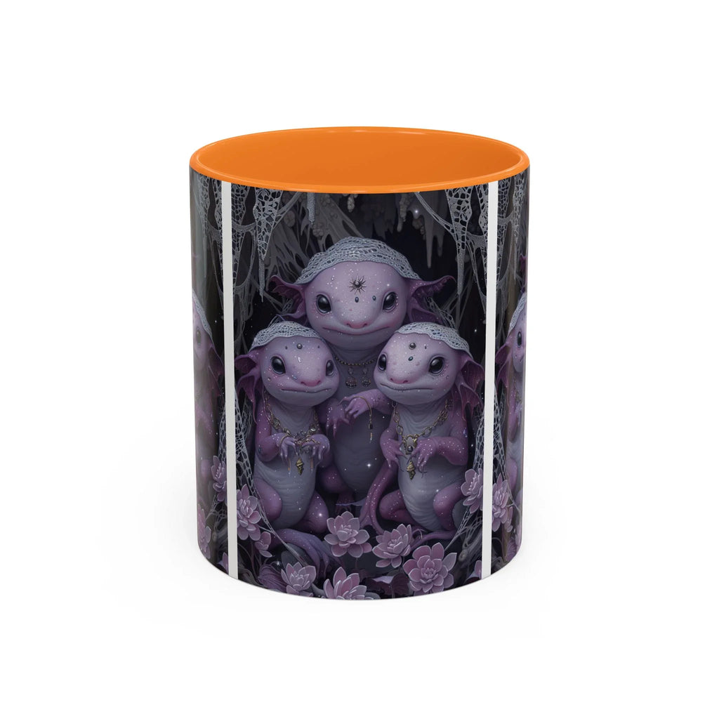 Purple Axolotl Trio Mug | Cute Amphibian Art Ceramic Coffee Cup - 250 USA Celebration