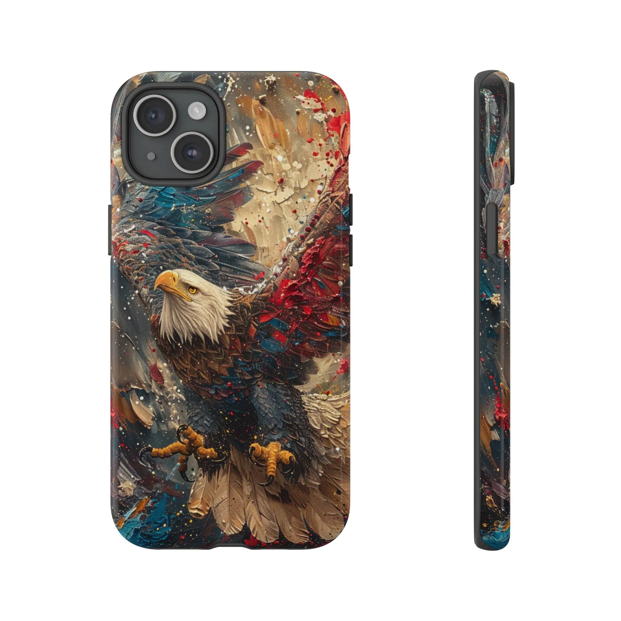 Patriotic Bald Eagle Tough Case | iPhone Phone Case, Red Blue Feather Art - 250 USA Celebration