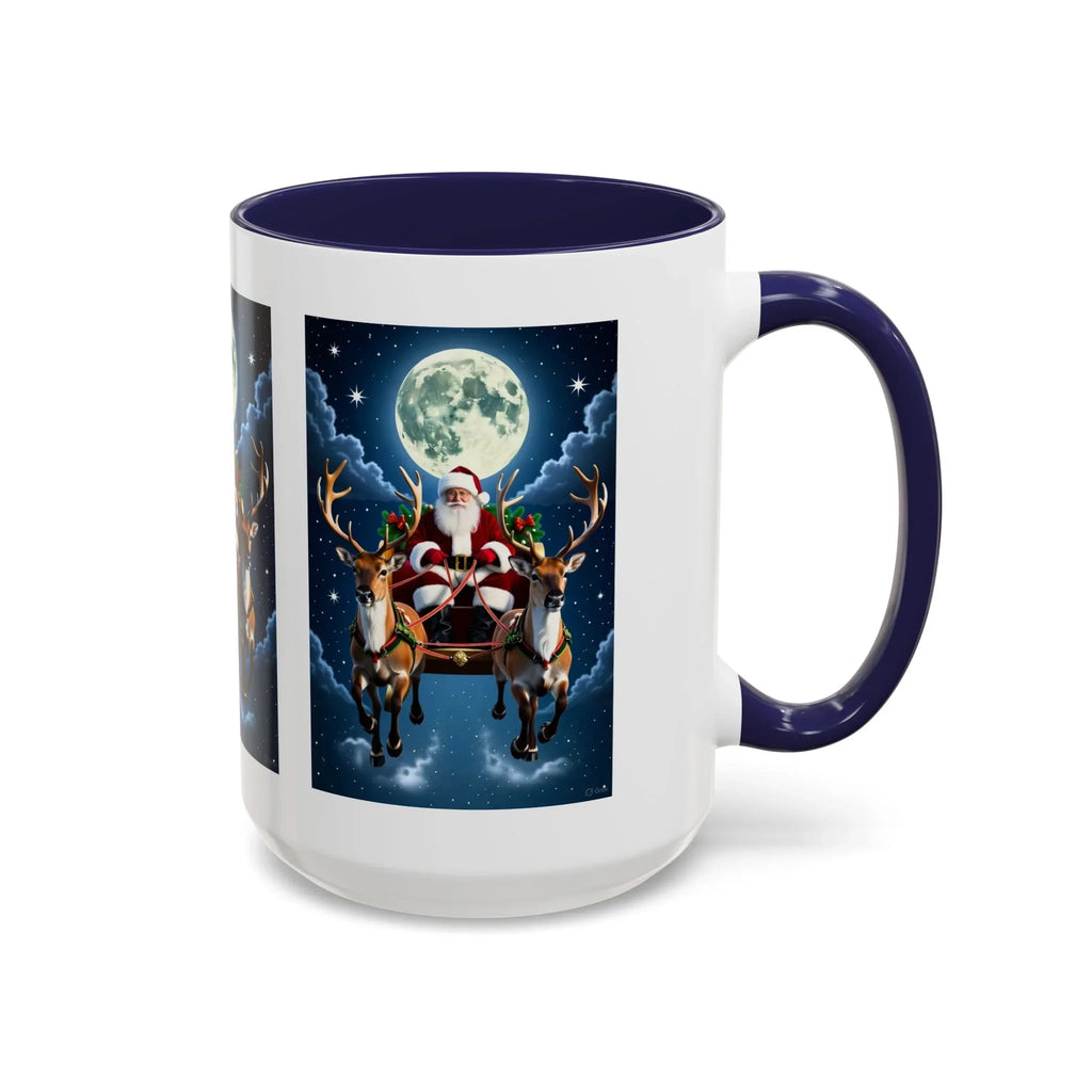 Santa Sleigh with Reindeer Coffee Mug | Christmas Moon Accent Mug - 250 USA Celebration