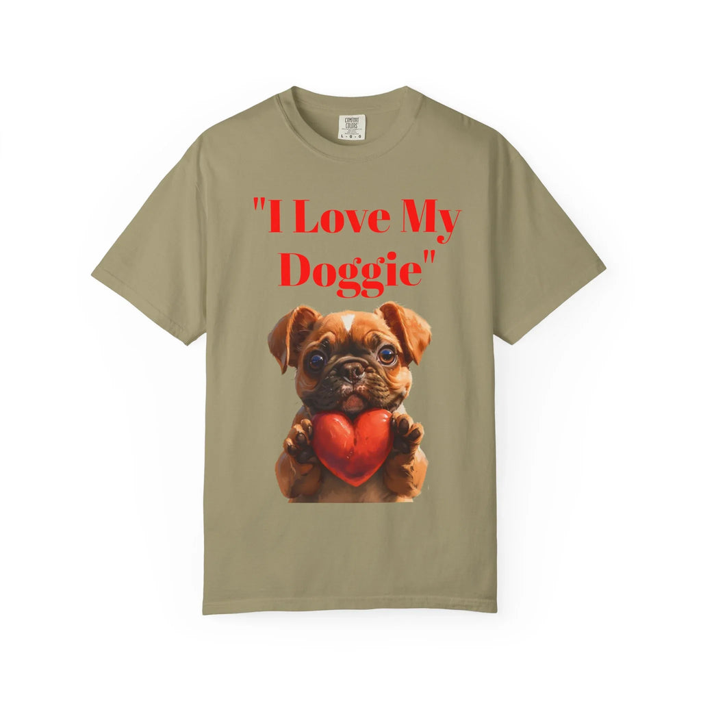 Cute French Bulldog Puppy Holding Red Heart T-shirt | Dog Lover Cartoon - 250 USA Celebration