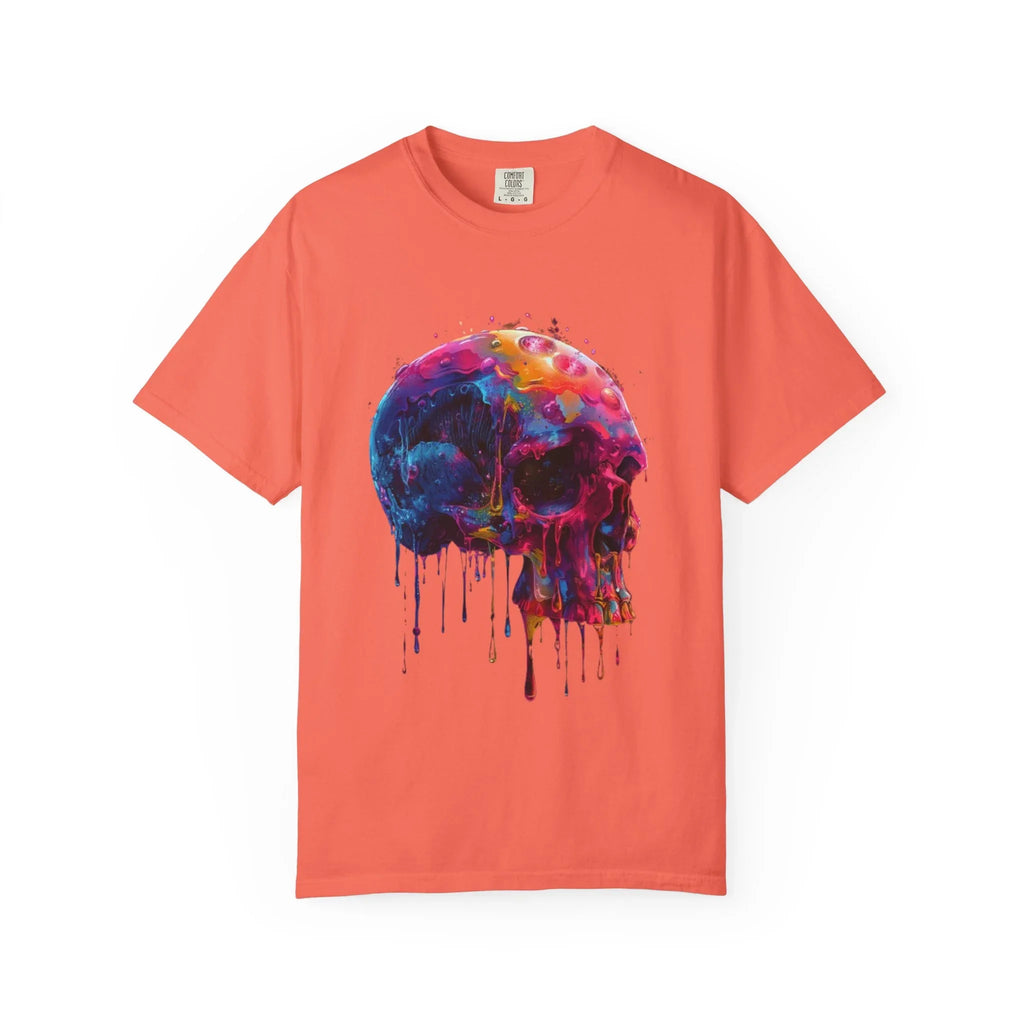 Colorful Drip Skull T-shirt | Watercolor Skull Shirt, Artistic Gothic Tee - 250 USA Celebration