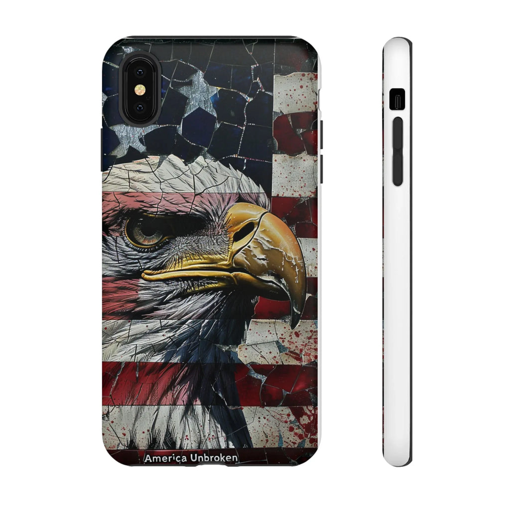 American Flag Bald Eagle phone case | Patriotic iPhone cover, cracked vintage flag design - 250 USA Celebration