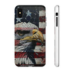 American Flag Bald Eagle phone case | Patriotic iPhone cover, cracked vintage flag design - 250 USA Celebration