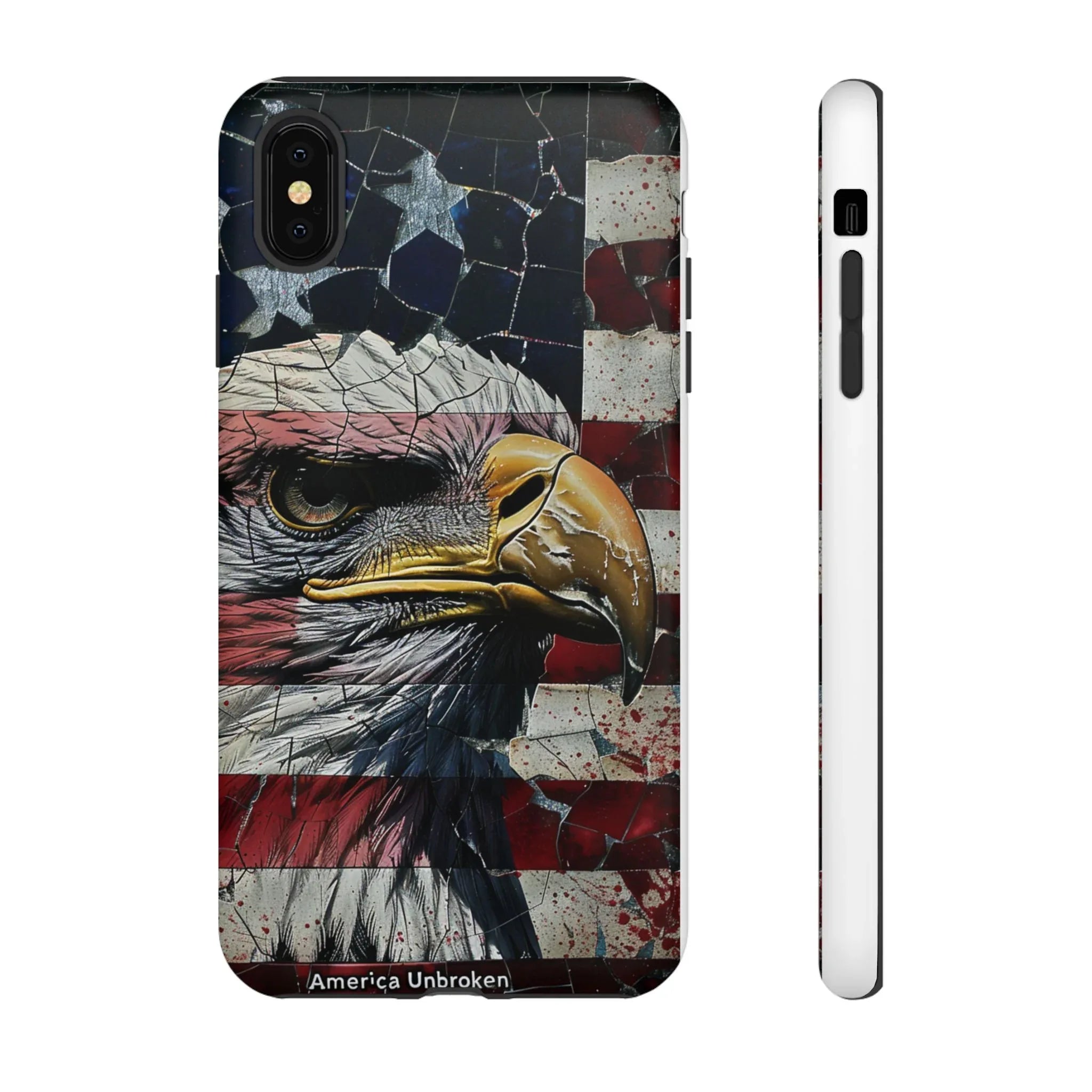 American Flag Bald Eagle phone case | Patriotic iPhone cover, cracked vintage flag design - 250 USA Celebration