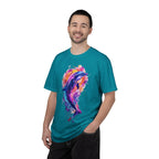 Colorful Watercolor Dolphin T-shirt | Vibrant Ocean Dolphin Tee Chrome Y2K Fantasy Dolphins & Butterflies T-Shirt | Airbrushed Liquid Metal - 250 USA Celebration