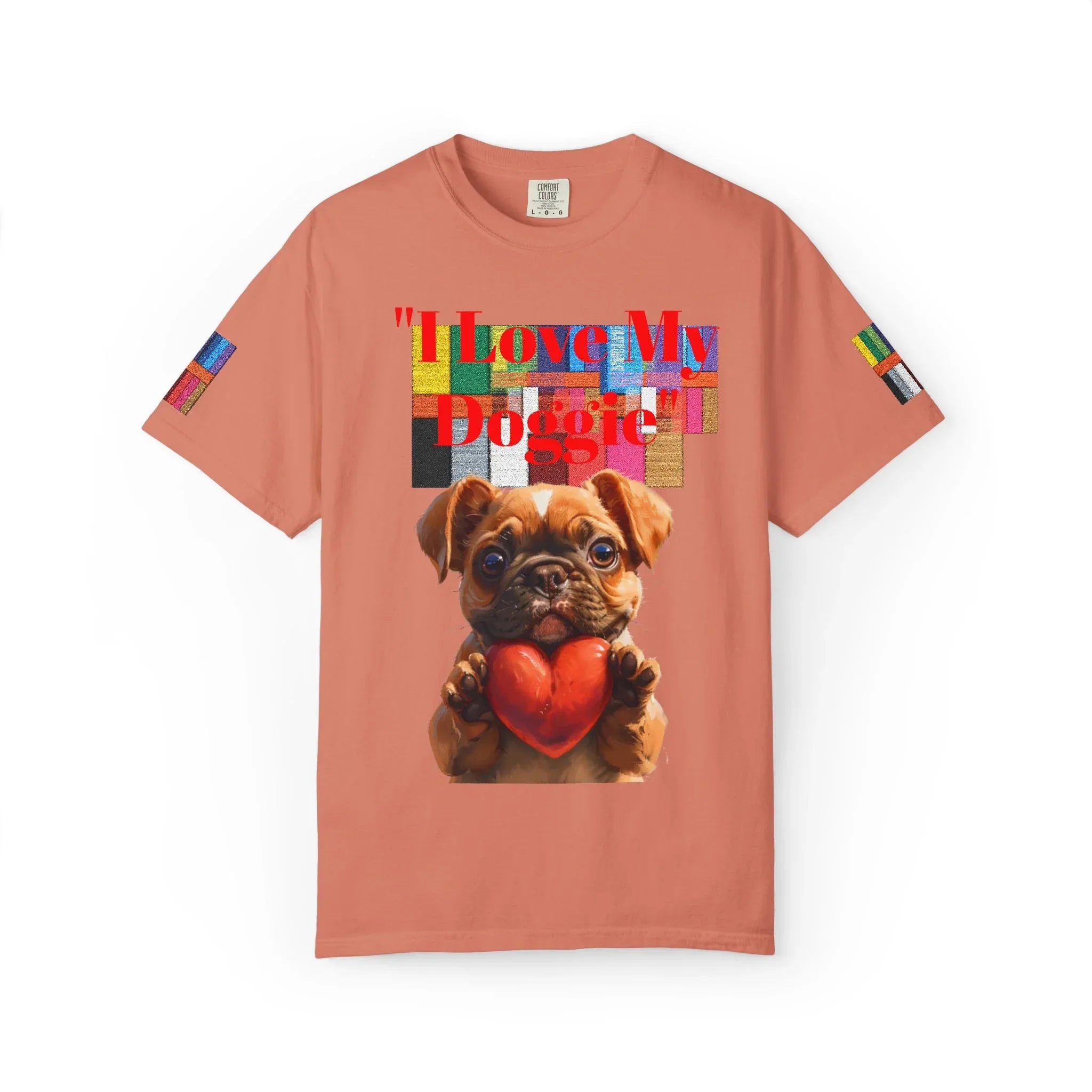 Cute French Bulldog Puppy Holding Red Heart T-shirt | Dog Lover Cartoon - 250 USA Celebration
