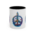Psychedelic Mushroom Peace Sign Mug | Neon Tie-Dye Peace Script - 250 USA Celebration