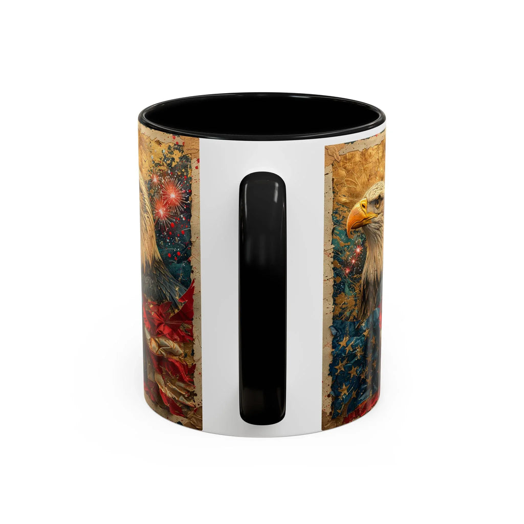 Bald Eagle with Tattered American Flag Coffee Mug | Fireworks Patriotic 11oz 15oz - 250 USA Celebration