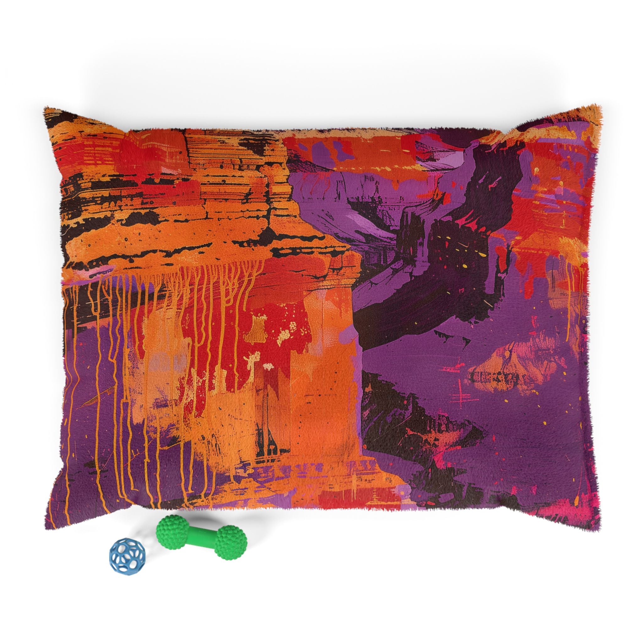 Abstract Sunset Pet Bed – Vibrant Purple & Orange Artistic Dog Cushion