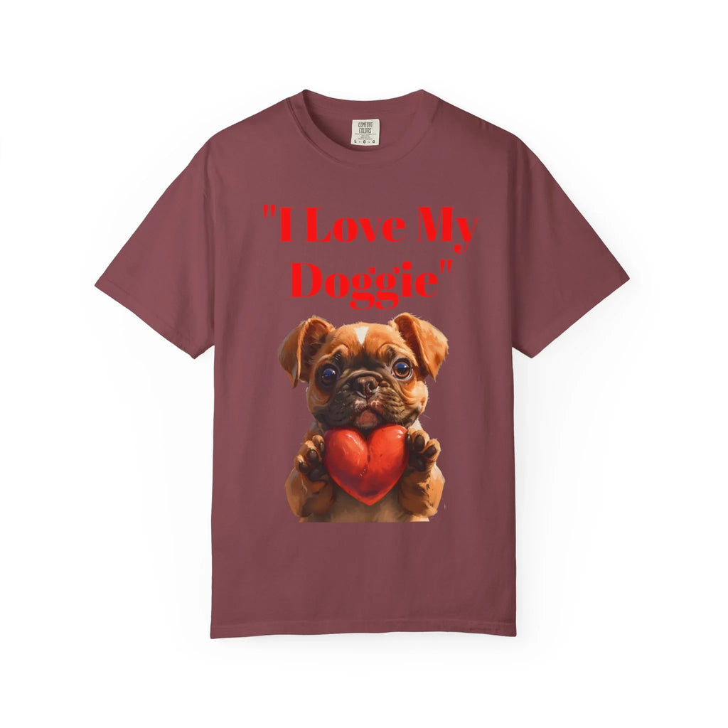 Cute French Bulldog Puppy Holding Red Heart T-shirt | Dog Lover Cartoon - 250 USA Celebration