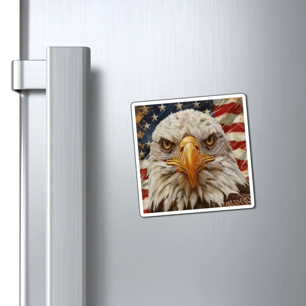 Bald Eagle with American Flag Magnet | Patriotic Refrigerator Magnet - 250 USA Celebration