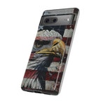 American Flag Bald Eagle phone case | Patriotic iPhone cover, cracked vintage flag design - 250 USA Celebration