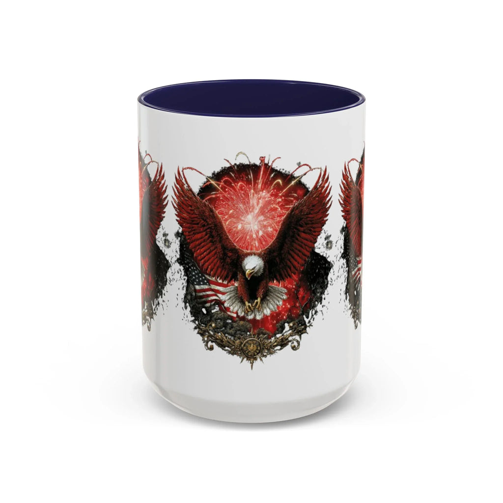 Red Eagle Emblem Accent Coffee Mug | Patriotic Eagle Design - 250 USA Celebration