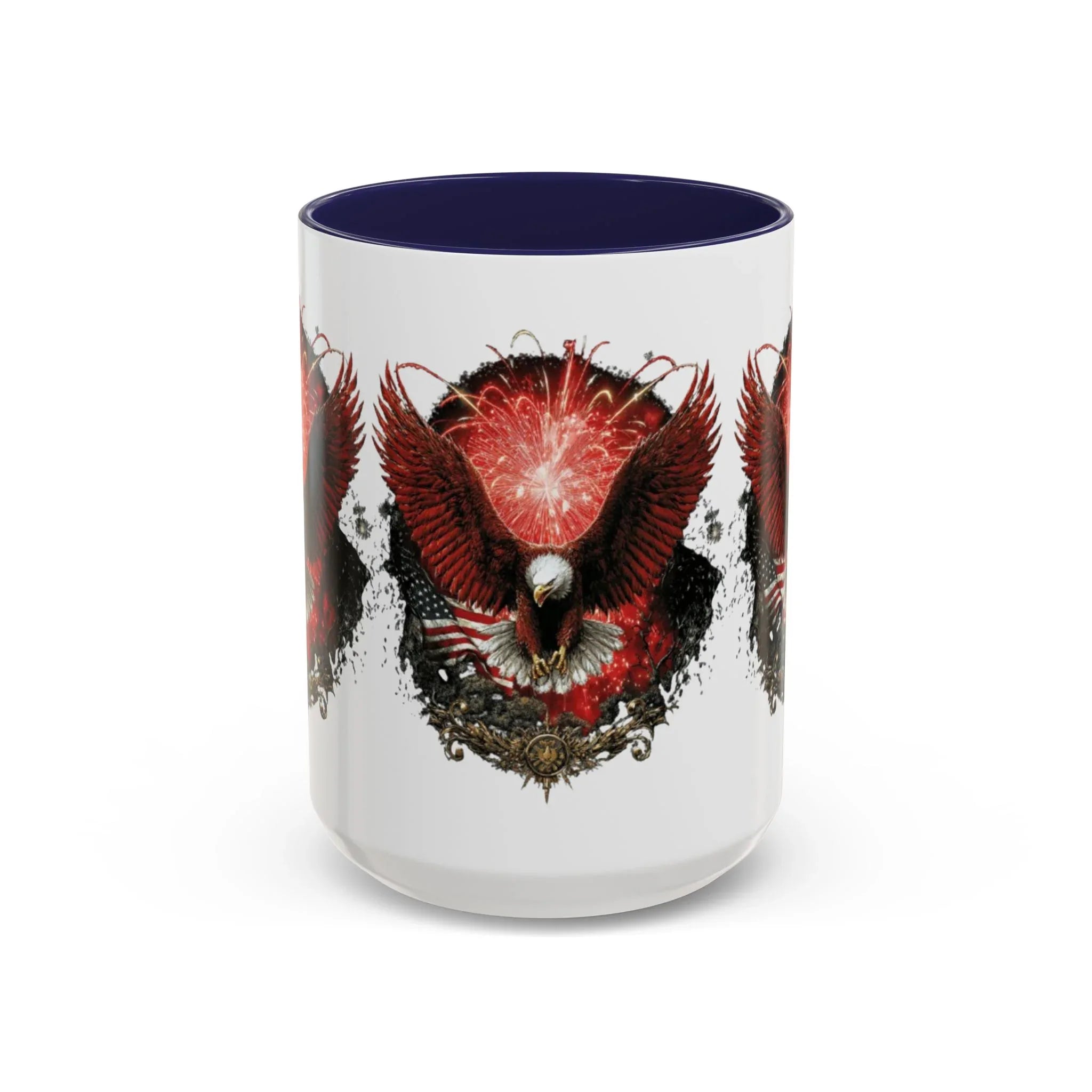 Red Eagle Emblem Accent Coffee Mug | Patriotic Eagle Design - 250 USA Celebration