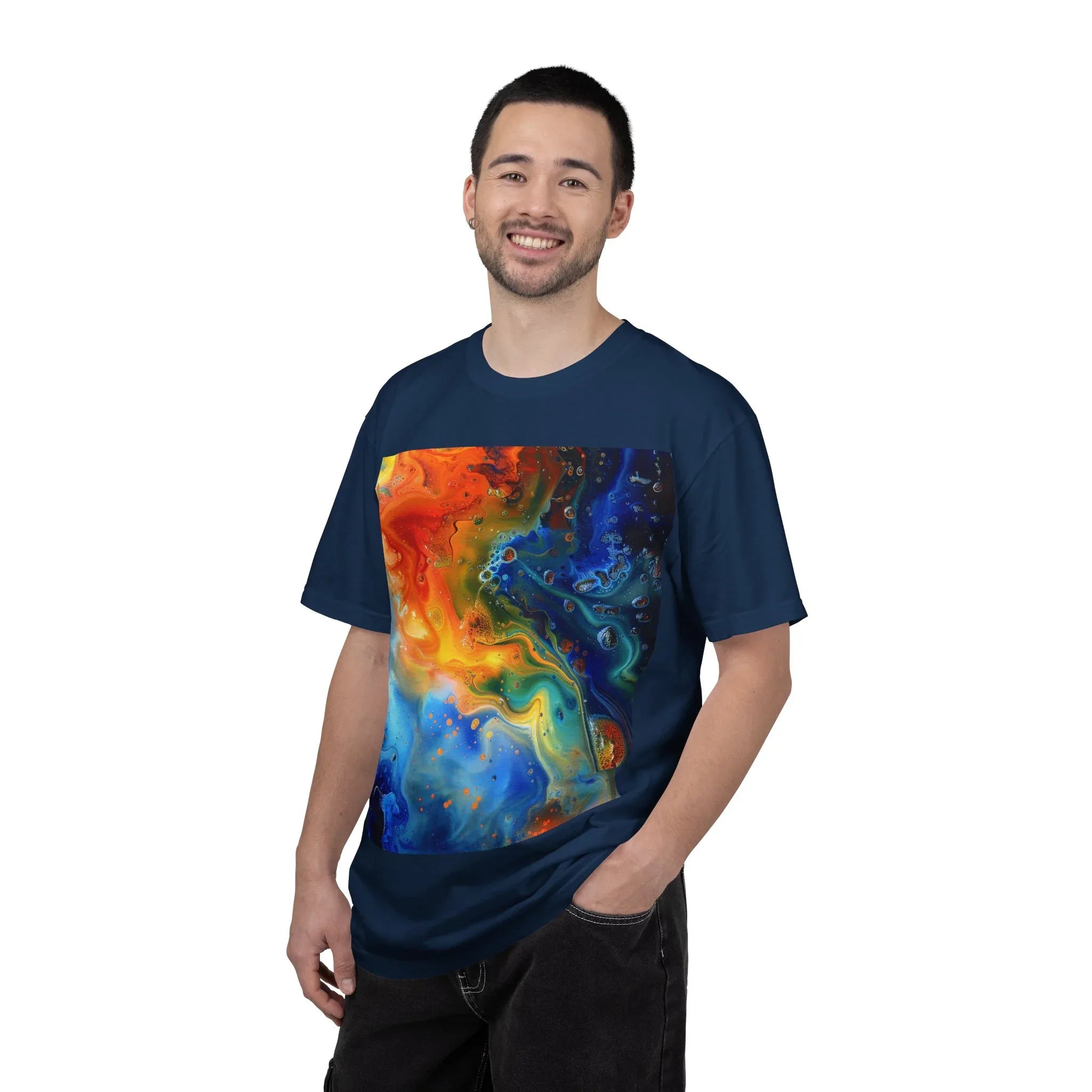 Colorful Abstract Swirl T-Shirt, psychedelic design blooms with surreal depth, blending free-flowing lines and bold swirls - 250 USA Celebration