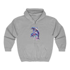 Watercolor Dolphins Zip Hoodie | Ocean Marine Animal Graphic - 250 USA Celebration