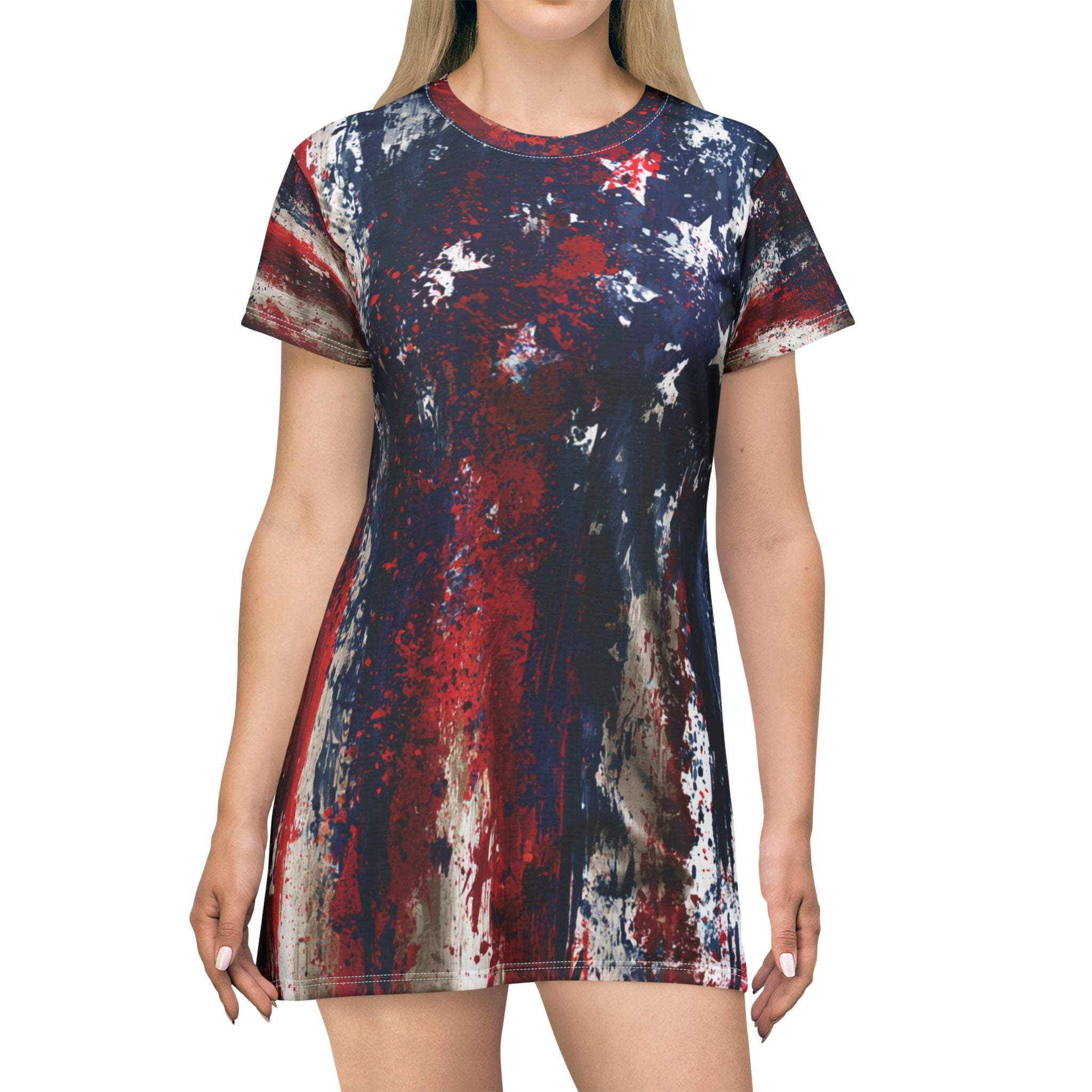 USA 250 Distressed Flag Patriotic Shift Dress