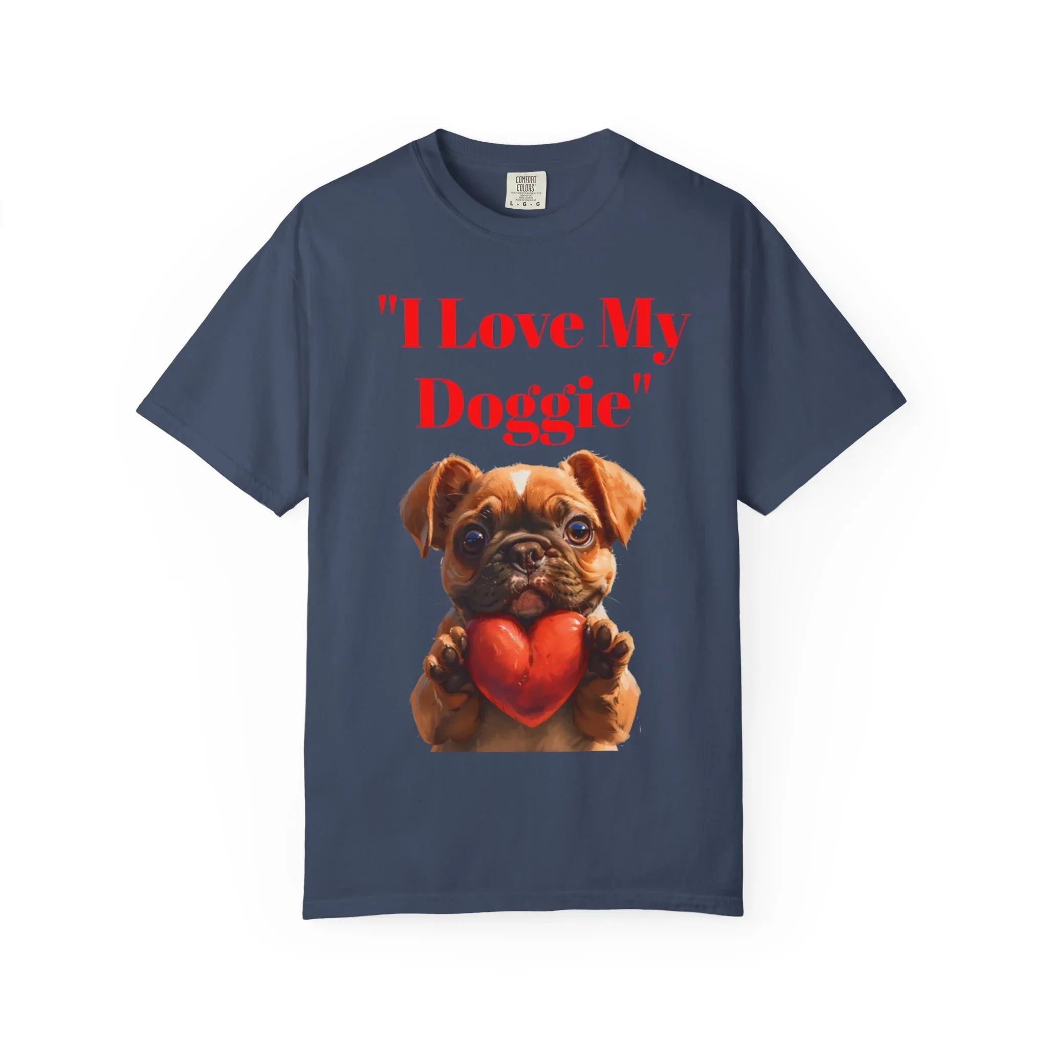 Cute French Bulldog Puppy Holding Red Heart T-shirt | Dog Lover Cartoon - 250 USA Celebration