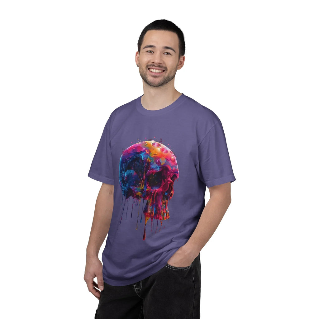 Colorful Drip Skull T-shirt | Watercolor Skull Shirt, Artistic Gothic Tee - 250 USA Celebration