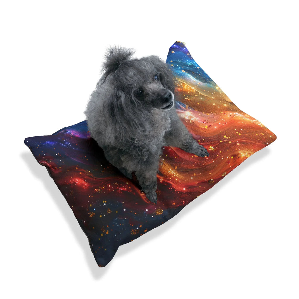 Galaxy Nebula Pet Bed | Colorful Space Swirl Dog Cat Cushion - 250 USA Celebration