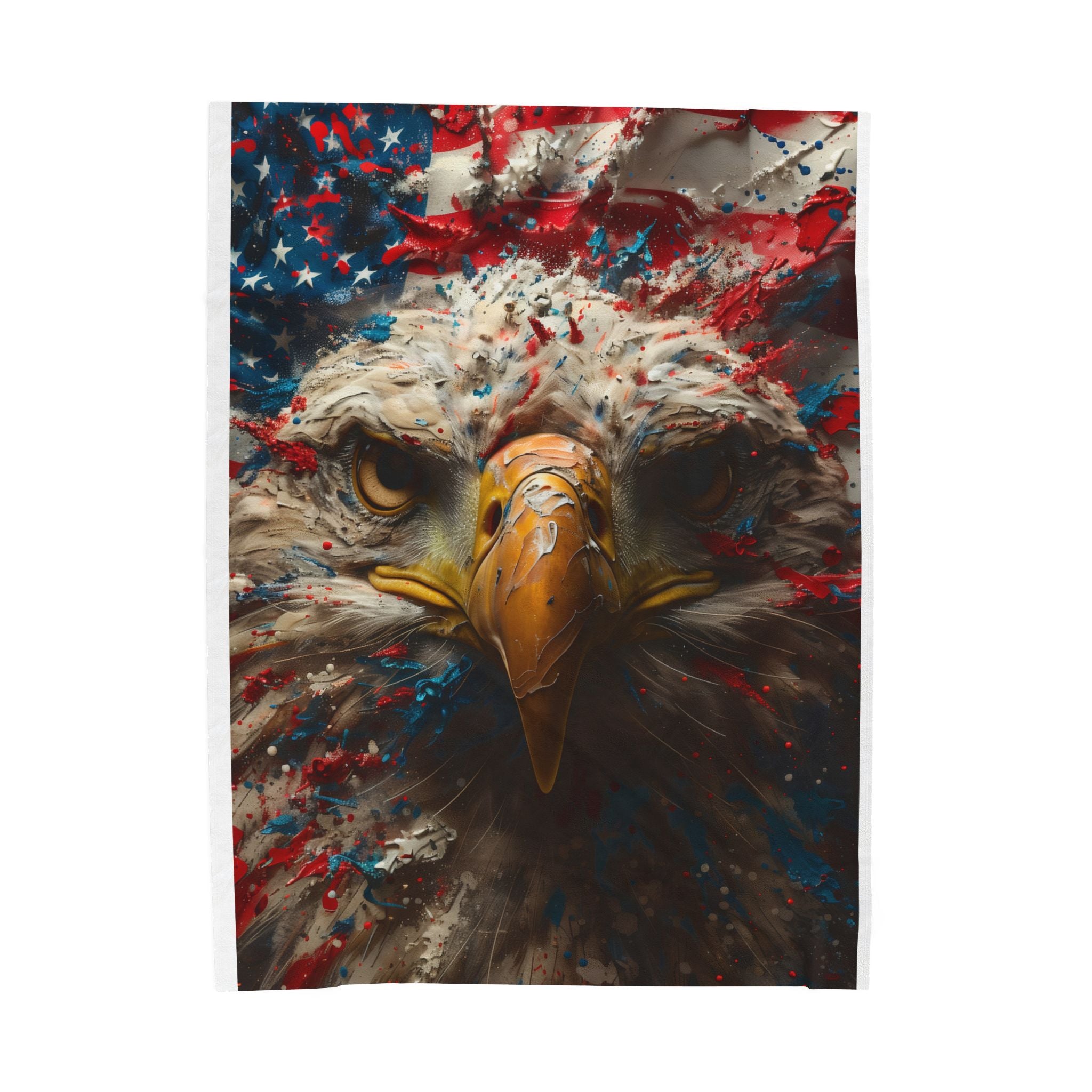 American Flag Bald Eagle Velveteen Plush Blanket | Patriotic Eagle Throw