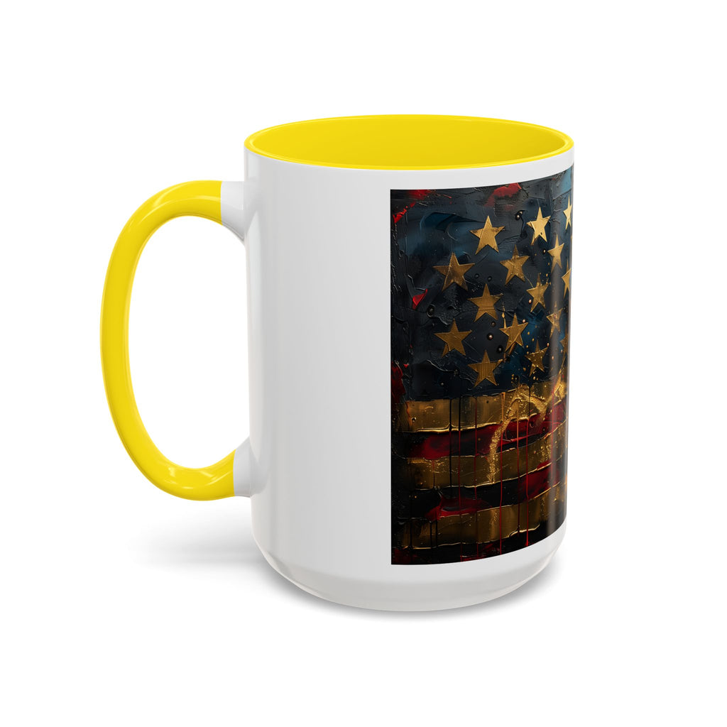 Distressed American Flag Accent Coffee Mug — Patriotic 11/15oz