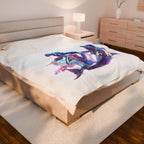 Iridescent Dolphins Velveteen Plush Blanket | Colorful Ocean Art - 250 USA Celebration