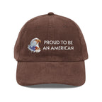 Proud To Be An American embroidered cap | Corduroy Dad Hat - 250 USA Celebration