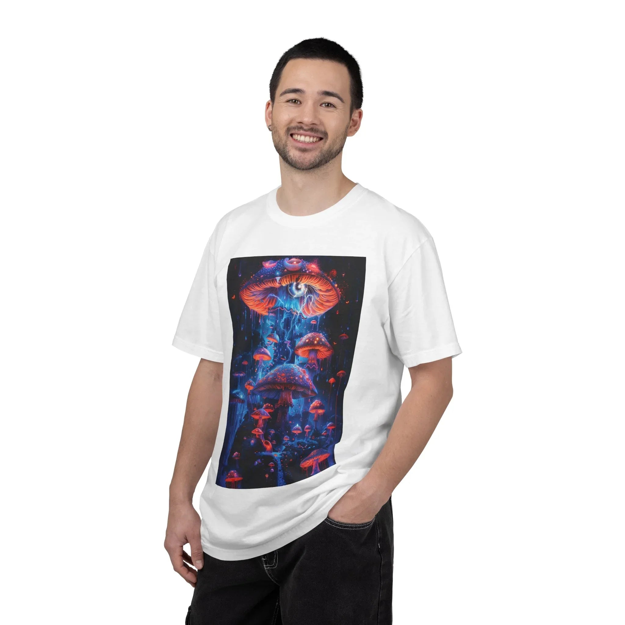 Psychedelic Mushroom Peace Sign T-shirt | Neon Tie-Dye 60s Hippie Aesthetic - 250 USA Celebration