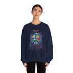 Psychedelic Mushroom Peace Sign Crewneck Sweatshirt | 60s Hippie Tie-Dye - 250 USA Celebration