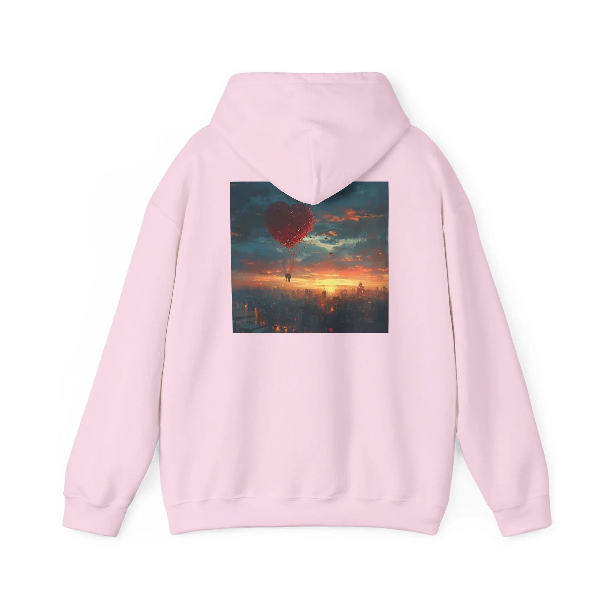 Romantic Sunset Hoodie with Hot Air Balloon, Unisex Sweatshirt for Valentines Day, Valentine's Day T-Shirts, Personalized Valentine's Gifts - 250 USA Celebration