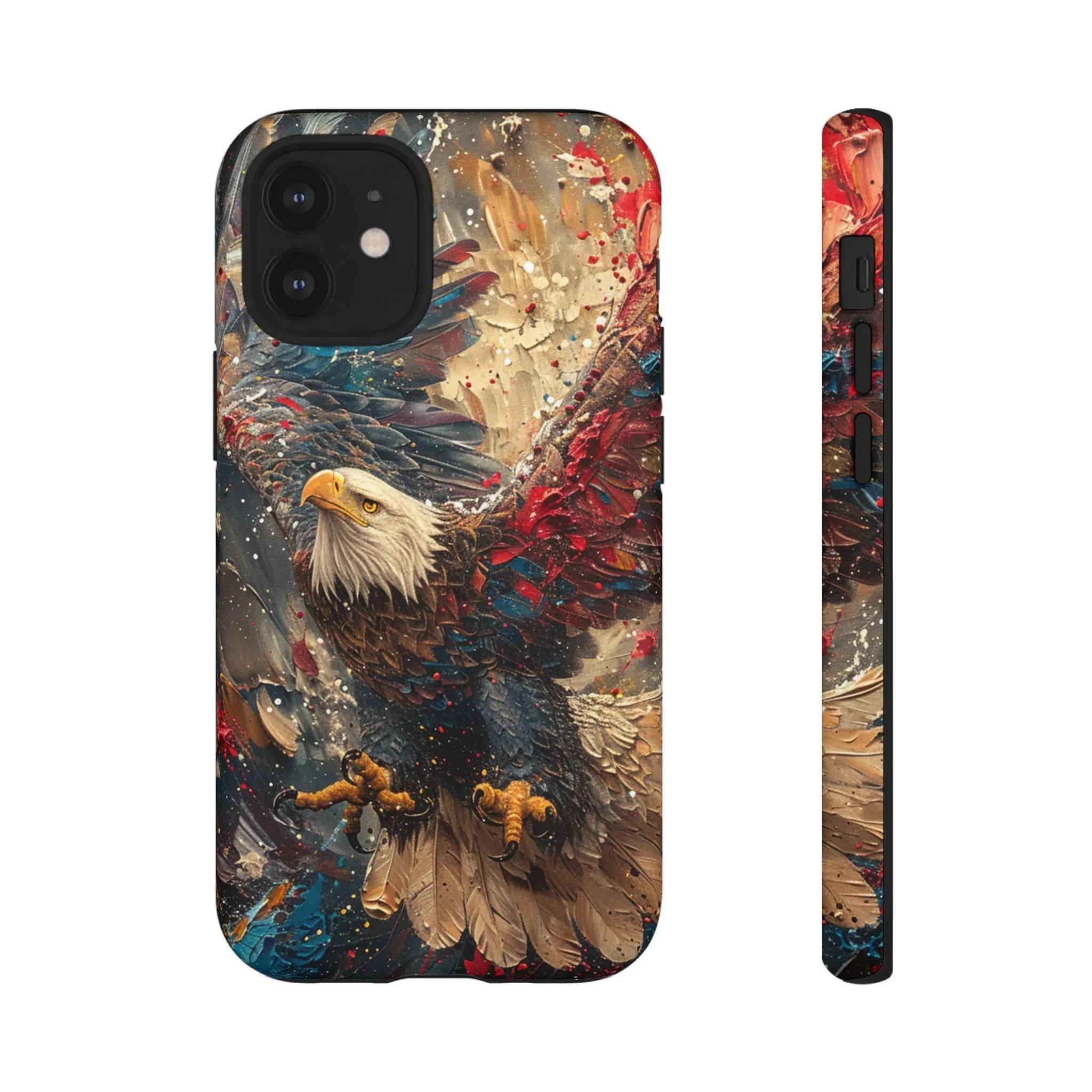 Patriotic Bald Eagle Tough Case | iPhone Phone Case, Red Blue Feather Art - 250 USA Celebration