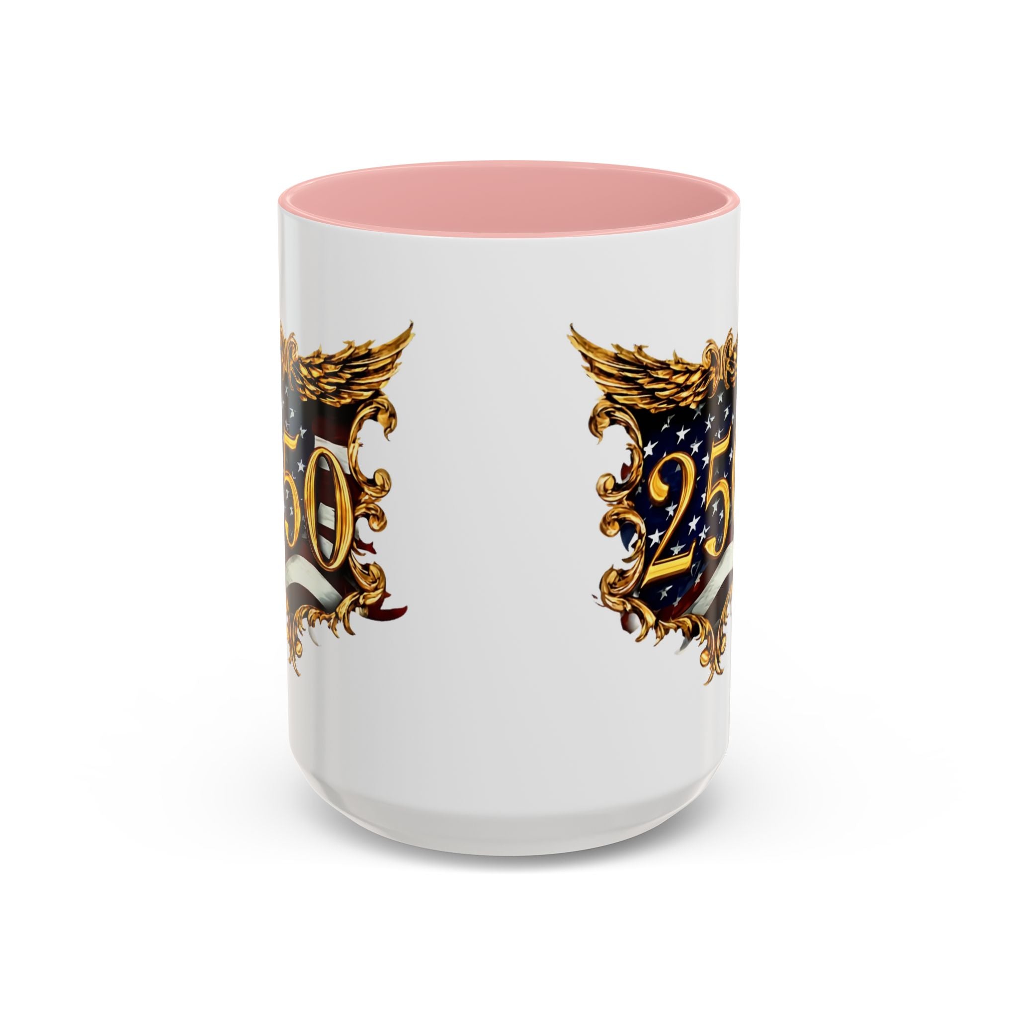 25th Anniversary American Flag Crest Accent Coffee Mug (11/15oz)