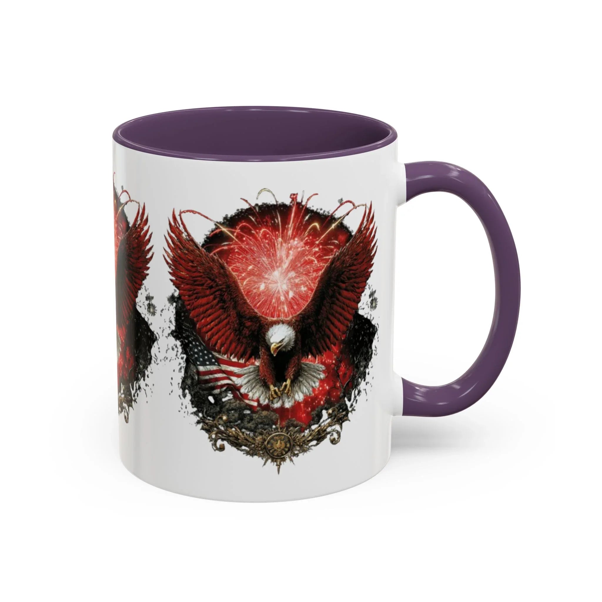 Red Eagle Emblem Accent Coffee Mug | Patriotic Eagle Design - 250 USA Celebration