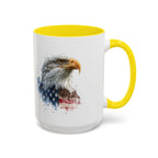 American Bald Eagle watercolor, Coffee Mug | Patriotic flag design - 250 USA Celebration